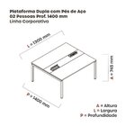 Estação De Trabalho Mesa Plataforma Escritório Dupla Para 2 P
