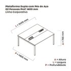 Estação De Trabalho Mesa Plataforma Escritório Dupla Para 2 P