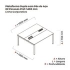 Estação De Trabalho Mesa Plataforma Escritório Dupla Para 2 P