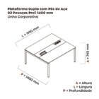 Estação De Trabalho Mesa Plataforma Escritório Dupla Para 2 P