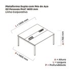 Estação De Trabalho Mesa Plataforma Escritório Dupla Para 2 P
