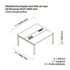 Estação De Trabalho Mesa Plataforma Escritório Dupla Para 2 P