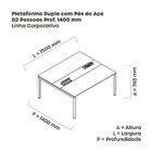 Estação De Trabalho Mesa Plataforma Escritório Dupla Para 2 P