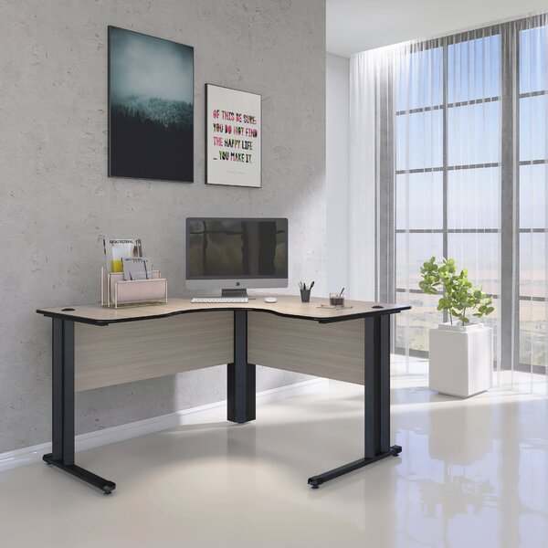 Estação De Trabalho Mesa Plataforma Escritório Em L Com Passa