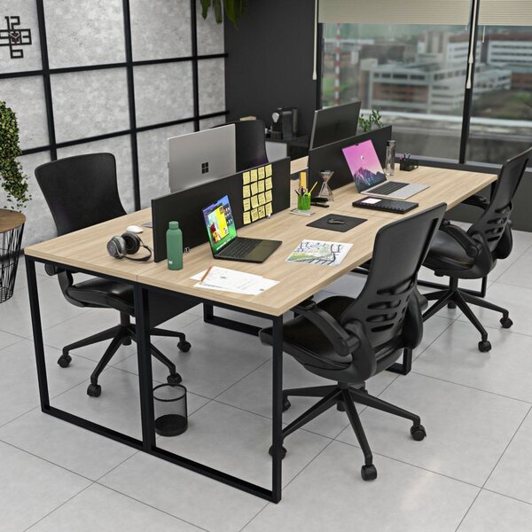 Estação De Trabalho Mesa Plataforma Industrial 4 Lugares Offi