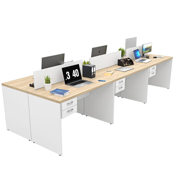 Estação De Trabalho Mesas 120x60cm 6 Lugares C/ Gav Netmobil