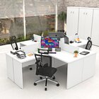 Estação De Trabalho Mesas Em L 4 Lugares 120cm X 60cm Branco