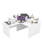 Estação De Trabalho Mesas Em L 4 Lugares 120cm X 60cm Branco