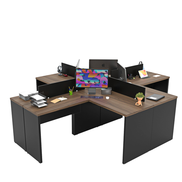 Estação De Trabalho Mesas Em L 4 Lugares 120x60 Netmobil