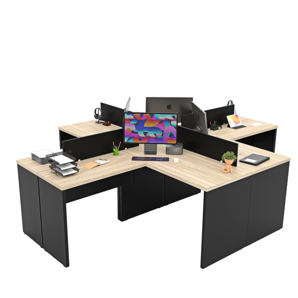 Estação De Trabalho Mesas Em L 4 Lugares 120x60 Netmobil