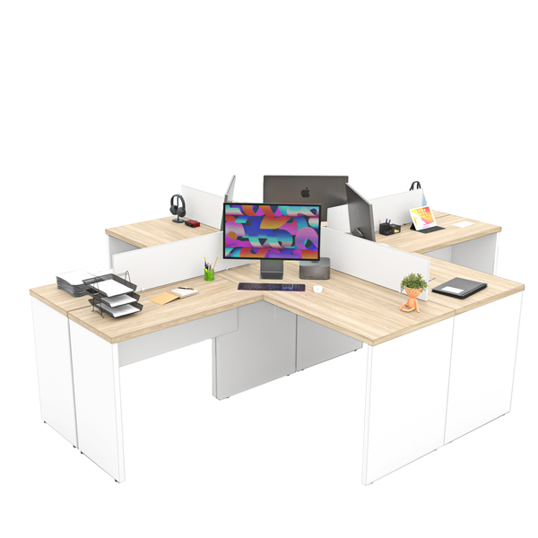Estação De Trabalho Mesas Em L 4 Lugares 120x60 Netmobil
