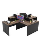 Estação De Trabalho Mesas Em L 4 Lugares 120x60 Nogal / Preto