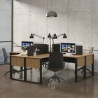 Estação De Trabalho Para 4 Lugares Com Divisória Amendoa