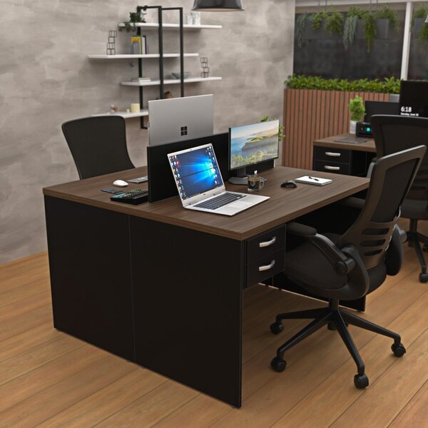 Estação Trabalho Plataforma 120x60 2 Lugares Com 2 Gavetas No