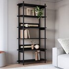 Estante 180 Cm 6 Prateleiras Palhinha Pé Madeira Preto