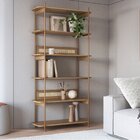 Estante 180 Cm 6 Prateleiras Palhinha Pé Metal Hanover/dourado