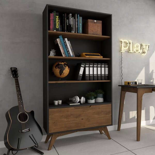 Estante 1 Gaveta Happy Artemobili Preto/garapa