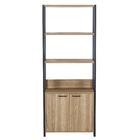 Estante 2 Portas 183x73cm Madeira Mel e Preto Sky Caemmun