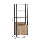 Estante 2 Portas 183x73cm Madeira Mel e Preto Sky Caemmun