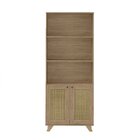 Estante 2 Portas Com Pintura Palha, Livreiro Multiuso Trama