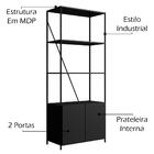 Estante 2 Portas Estilo Industrial Sw017 Preto Pp