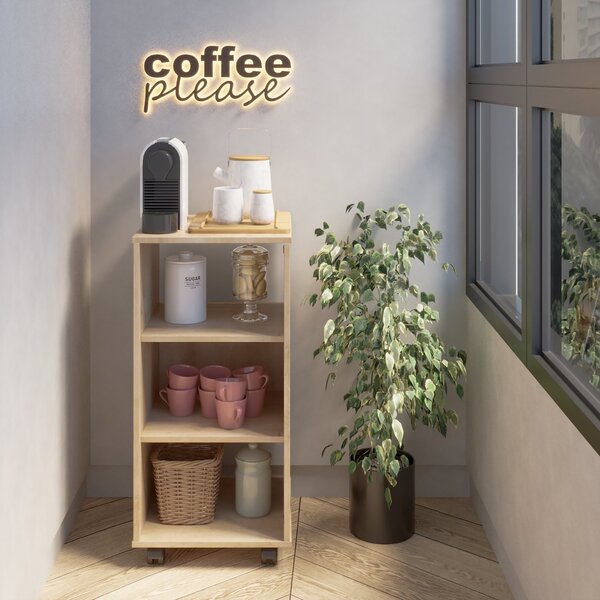 Estante 3 Nichos Com Rodizio Moma Linha Minimal Amadeirado