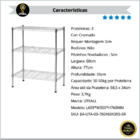 Estante 3 Prateleiras Reguláveis Aramadas Aço Cromado Multiuso