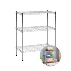 Estante 3 Prateleiras Reguláveis Aramadas Aço Cromado Multiuso