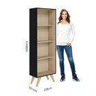 Estante 4 Prateleiras Pés Palito Tag  Preto Fosco/tauari Nobre