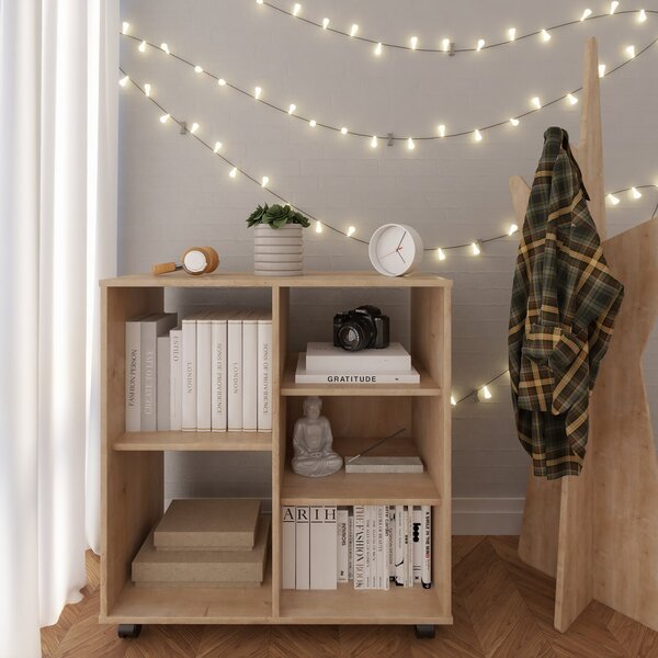 Estante 5 Nichos Com Rodizio Moma Linha Minimal Amadeirado