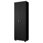 Estante 5 Prateleiras Livreiro Sala Preto Com Porta Grande -