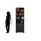 Estante 5 Prateleiras Livreiro Sala Preto E Porta Pequena - P