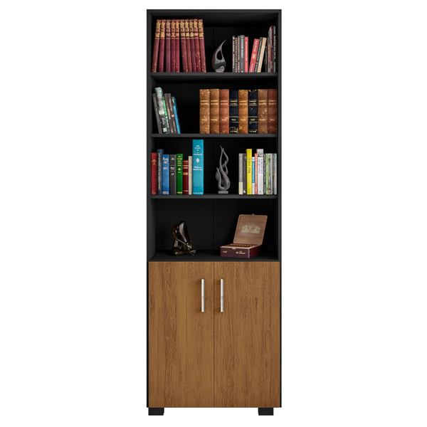 Estante 5 Prateleiras Livreiro Sala Preto E Porta Pequena - P