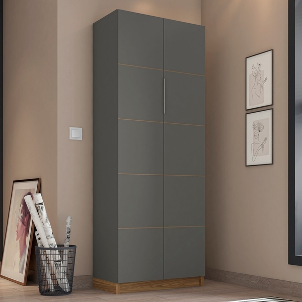 Estante 6 Portas Escritório Pejo Chumbo Freijó