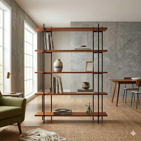 Estante Aberta Industrial Com 5 Prateleira Em Madeira Maciça