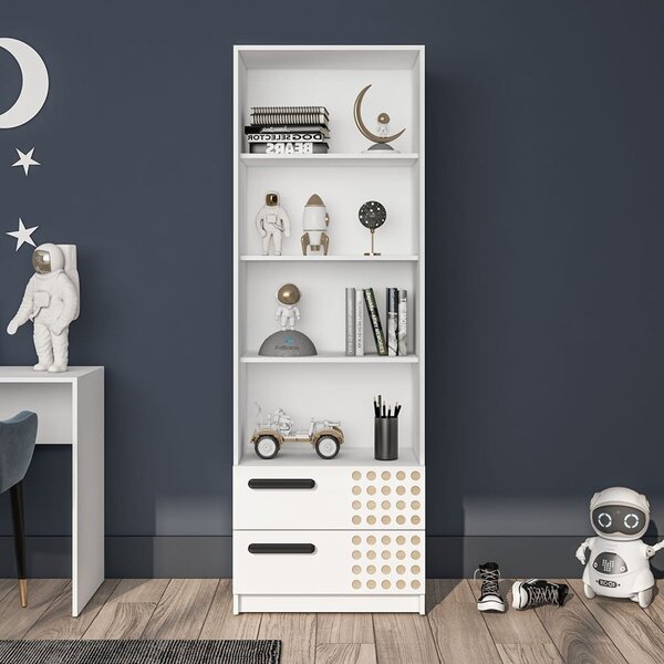 Estante Aberta Infantil 4 Prateleiras 2 Gavetas Domi Branco/l