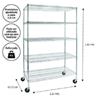 Estante Aço 5 Prateleiras Cromada Aramada