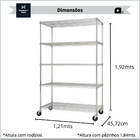 Estante Aço 5 Prateleiras Cromada Aramada