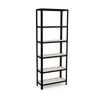 Estante Aço 6 Prateleira Em Madeira Pandin Móveis Preto/vanil