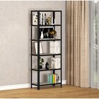 Estante Aço 6 Prateleira Em Madeira Pandin Móveis Preto/vanil