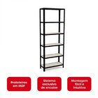 Estante Aço 6 Prateleira Em Madeira Pandin Móveis Preto/vanil