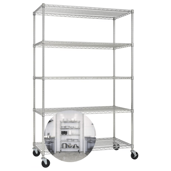 Estante Aço Cromado 5 Prateleiras Reguláveis Aramada Multiuso