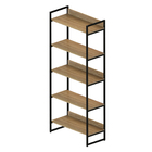 Estante de Aço e Madeira MDP com 5 Prateleiras Mel e Preto Industrial 189x80,5x39cm 40kg Multivisão