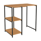 Estante de Metal e Madeira Aço e MDP com 2 Prateleiras Canela e Preto Fosco Industrial 90x90,5x53,5cm 25kg Crome