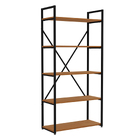 Estante de Metal e Madeira Aço e MDP com 5 Prateleiras Canela e Preto Fosco Industrial 152x72x33cm 35kg Crome