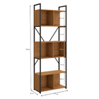 Estante de Metal e Madeira Aço e MDP com 6 Prateleiras Canela e Preto Fosco Industrial 202x72x33cm 35kg Crome
