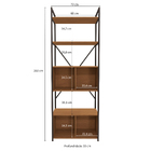 Estante de Metal e Madeira Aço e MDP com 6 Prateleiras 4 Portas Canela e Preto Fosco Industrial 202x72x33cm 40kg Crome