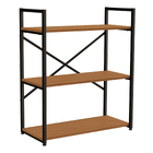 Estante de Metal e Madeira Aço e MDP com 3 Prateleiras Canela e Preto Fosco Industrial 87x72x33cm 25kg Crome