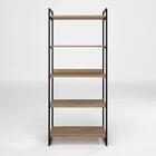 Estante Aço Negro Prateleiras Madeira