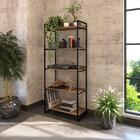 Estante Aço Negro Prateleiras Madeira Home Office